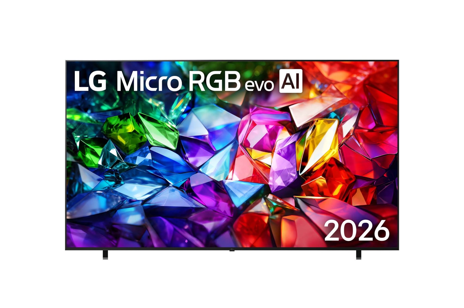 Front view of 100 inch LG Micro RGB evo AI MRGB96 4K Smart TV 2026  100MRGB96BS