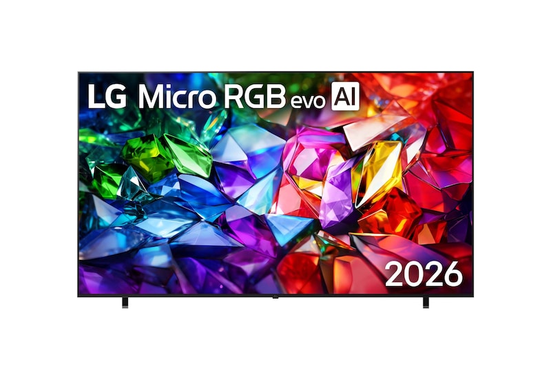 Front view of 100 inch LG Micro RGB evo AI MRGB96 4K Smart TV 2026  100MRGB96BS