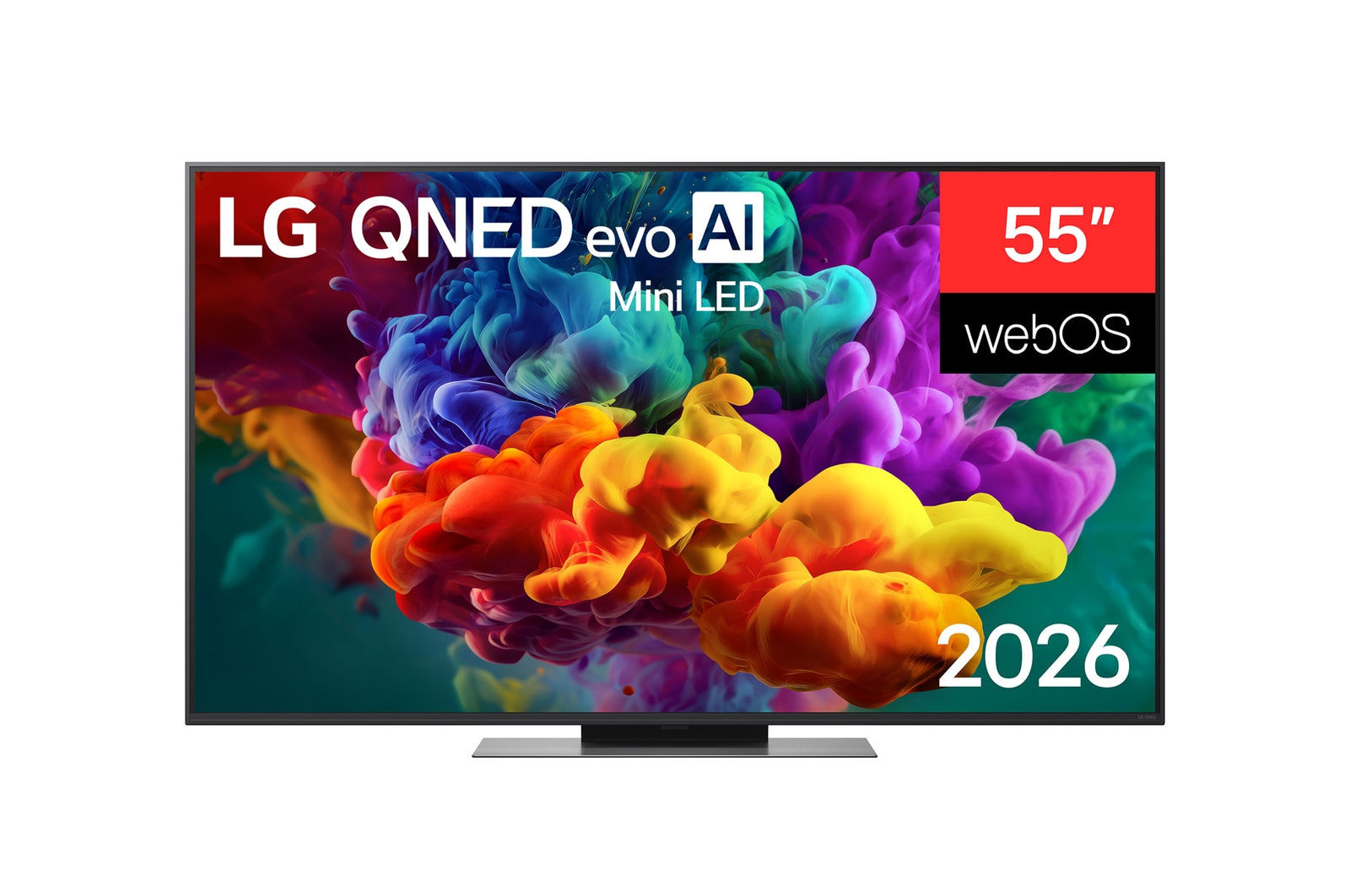 Front view of 55 inch LG QNED evo AI Mini LED QNED87 4K Smart TV 2026 55QNED87BSA