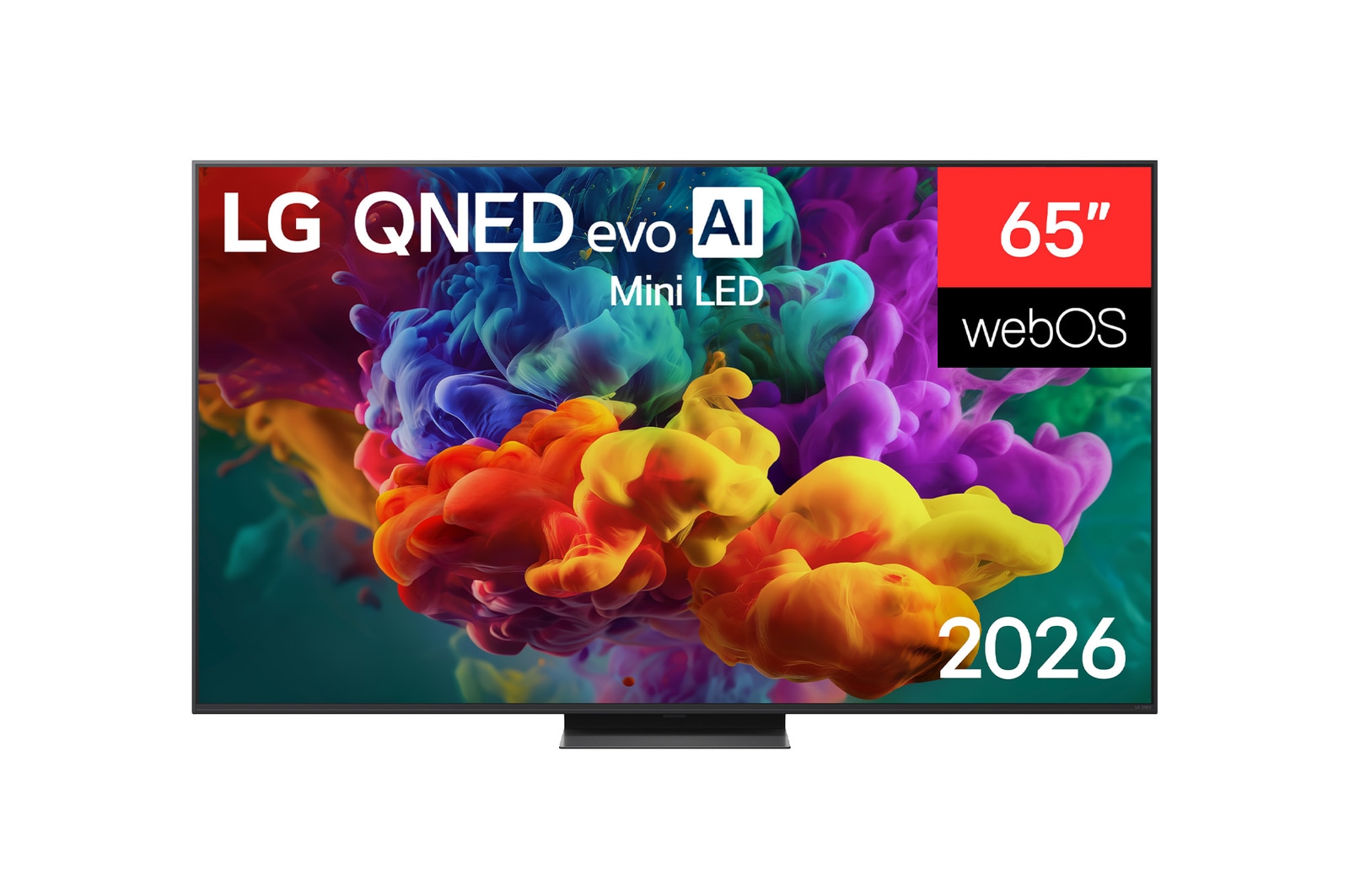 Front view of 65 inch LG QNED evo AI Mini LED QNED87 4K Smart TV 2026 65QNED87BSA