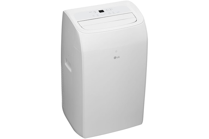 'Angled front view of LG 9,000 BTU portable air conditioner P9NC09TSED0