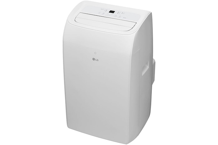 'Angled rear view of LG 9,000 BTU portable air conditioner P9NC09TSED0