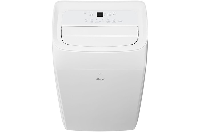 'Front view detail of LG 9,000 BTU portable air conditioner P9NC09TSED0
