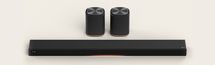 Een H7 en een paar M5 luidsprekers LG AI Stereo Suite 5