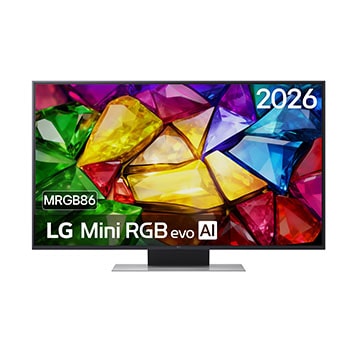 Vooraanzicht van 50 inch LG Mini RGB evo AI MRGB86 4K Smart TV  2026 50MRGB86B9A