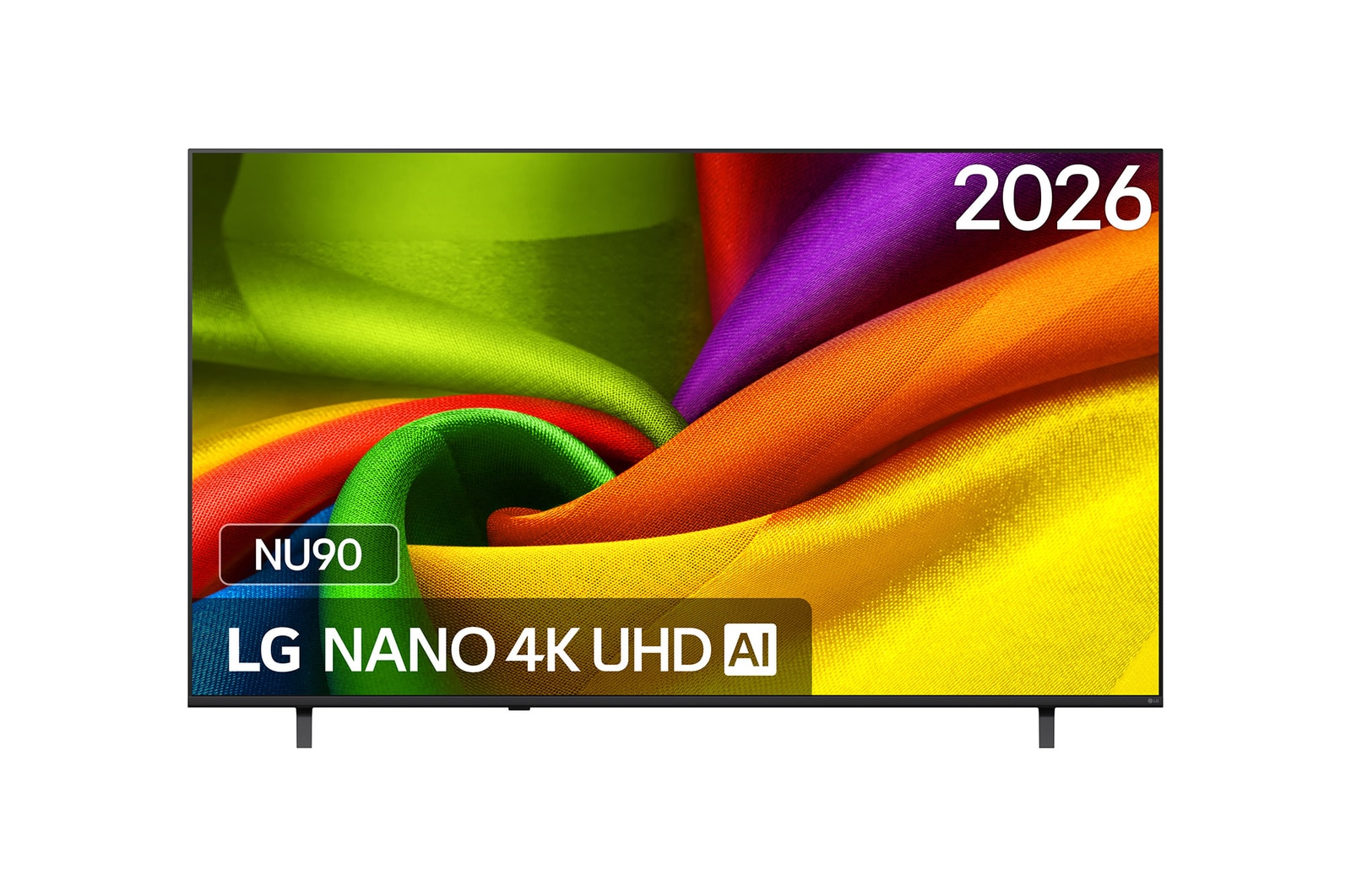 Vooraanzicht van 50 Inch LG NANO 4K UHD AI NU90 Smart TV 2026 50NU900B6LA