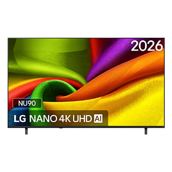 Vooraanzicht van 85 Inch LG NANO 4K UHD AI NU90 Smart TV 2026 85NU900B6LA