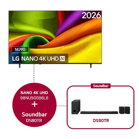 LG 98" NANO 4K UHD AI Smart TV + DS80TR Dolby Atmos Soundbar | 98NU900B6LB.DS80TR