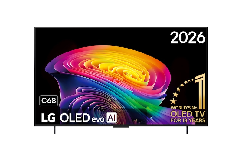 Vooraanzicht van 42 inch LG OLED evo AI C6 4K Smart TV 2026 OLED42C68LA