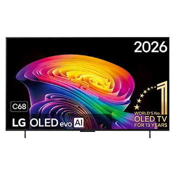 Vooraanzicht van 42 inch LG OLED evo AI C6 4K Smart TV 2026 OLED42C68LA