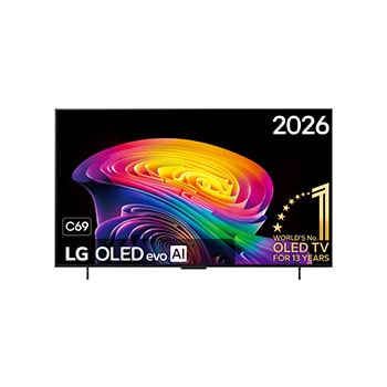 Vooraanzicht van 42 inch LG OLED evo AI C6 4K Smart TV 2026 OLED42C69LB