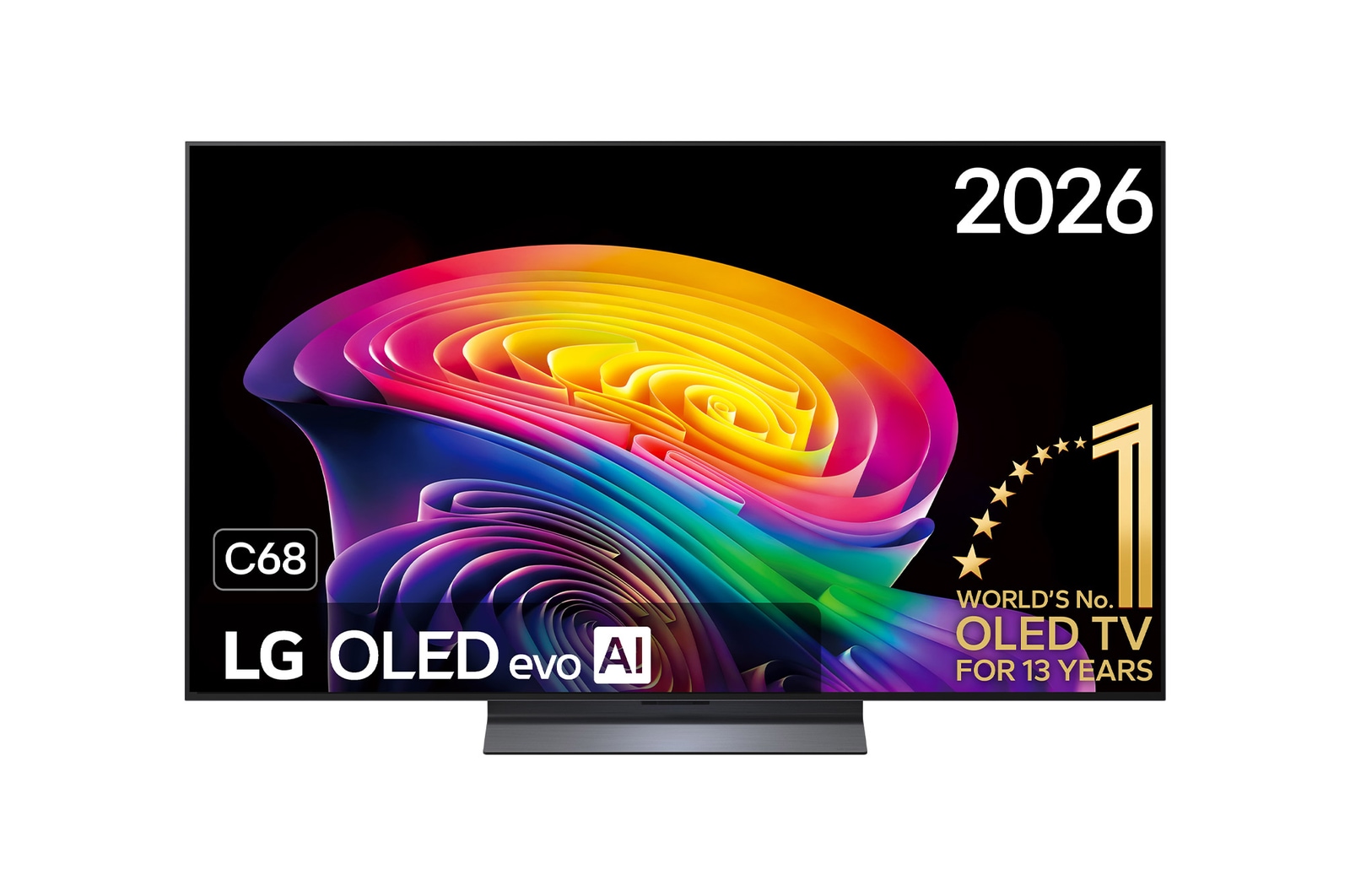 Vooraanzicht van 55 inch LG OLED evo AI C6 4K Smart TV 2026 OLED55C68LA