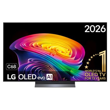 Vooraanzicht van 55 inch LG OLED evo AI C6 4K Smart TV 2026 OLED55C68LA
