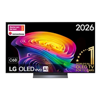 Vooraanzicht van 55 inch LG OLED evo AI C6 4K Smart TV 2026 OLED55C68LA