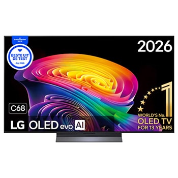 Vooraanzicht van 55 inch LG OLED evo AI C6 4K Smart TV 2026 OLED55C68LA