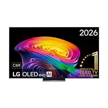 Vooraanzicht van 55 inch LG OLED evo AI C6 4K Smart TV 2026 OLED55C69LB