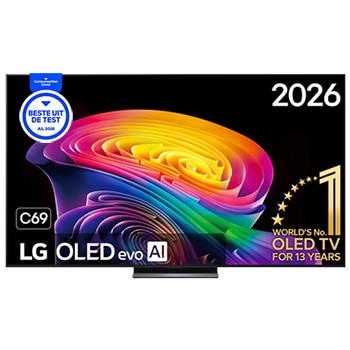 Vooraanzicht van 55 inch LG OLED evo AI C6 4K Smart TV 2026 OLED55C69LB