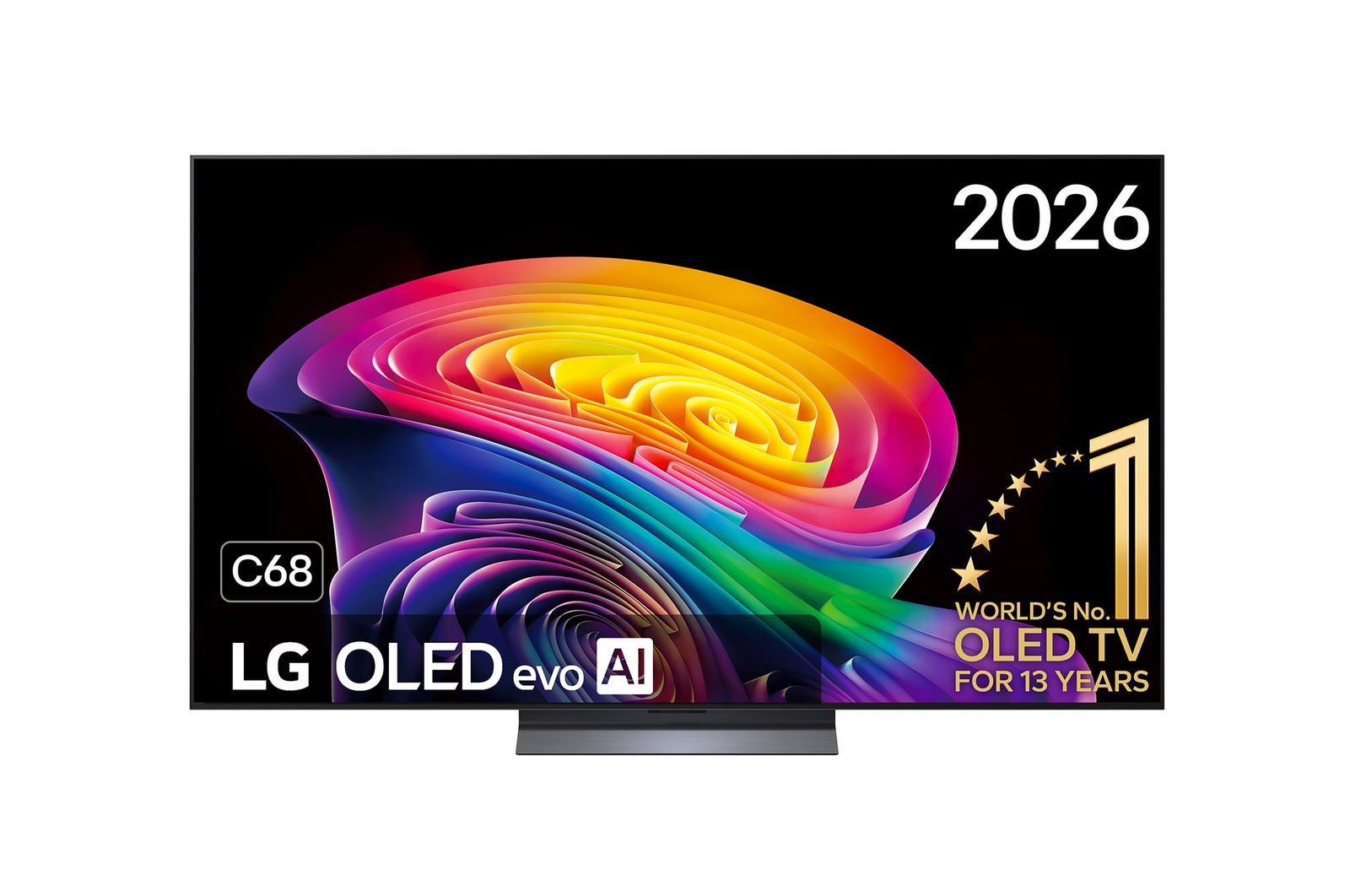 Vooraanzicht van 65 inch LG OLED evo AI C6 4K Smart TV 2026 OLED65C68LA