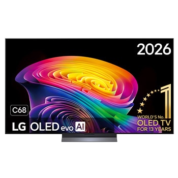 Vooraanzicht van 65 inch LG OLED evo AI C6 4K Smart TV 2026 OLED65C68LA