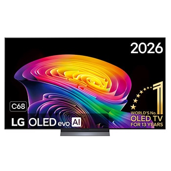 Vooraanzicht van 77 inch LG OLED evo AI C6 4K Smart TV 2026 OLED77C68LA