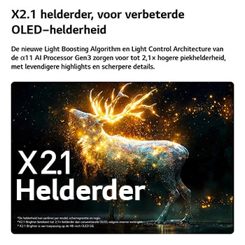 De LG OLED evo AI G6 met Brightness Booster Ultra toont een donkere scène waarin een helder verlicht silhouet van een walvis opvalt te midden van gloeiende deeltjes, met een 3,9 keer helderdere luminantie en duidelijkere details.