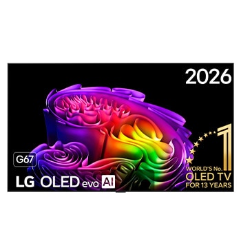 Vooraanzicht van 83 inch LG OLED evo AI G6 4K Smart TV 2026 OLED83G67LW
