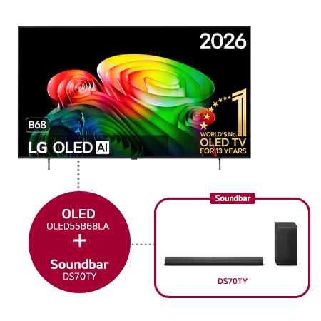 55 inch LG OLED AI B6 4K Smart TV 2026 & DS70TY 3.1.1 kanaal - OLED55B68LA.DS70TY
