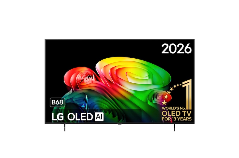 Vooraanzicht van 65 inch LG OLED AI B6 4K Smart TV 2026 OLED65B68LA