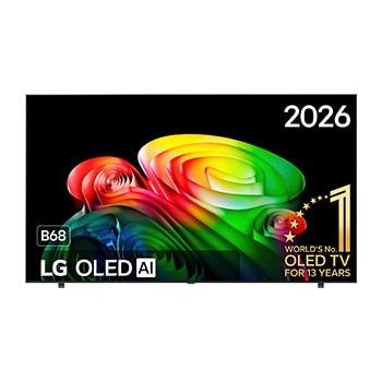 Vooraanzicht van 83 inch LG OLED AI B6 4K Smart TV 2026 OLED83B68LA