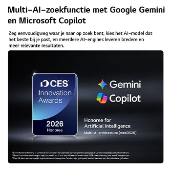 Een LG QNED evo AI QNED85 Mini LED Sports Forecast van AI Concierge toont een live voetbalwedstrijd met een AI-paneel op het scherm dat voorspellingen, spelersinzichten en competitiegegevens weergeeft, en laat zien hoe AI het spel analyseert om de uitslag van wedstrijden te voorspellen. 