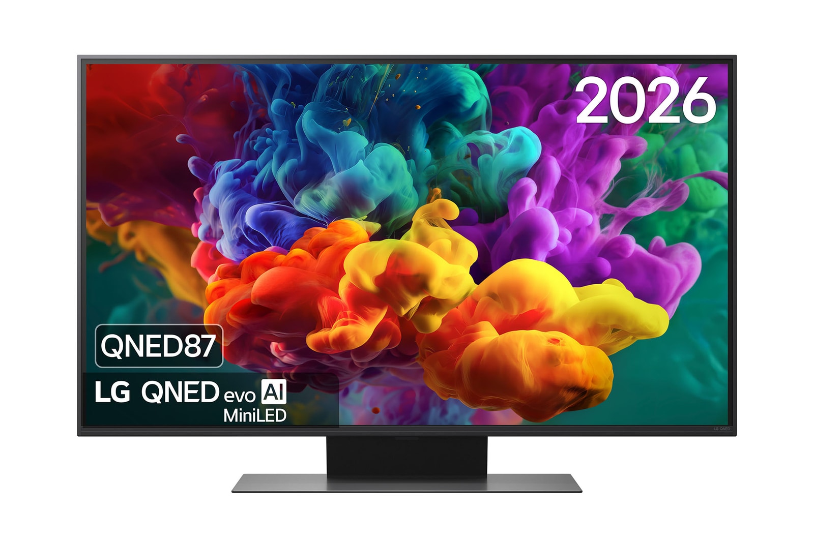 Vooraanzicht van 43 inch LG QNED evo AI Mini LED QNED87 4K Smart TV 2026 43QNED87B6A