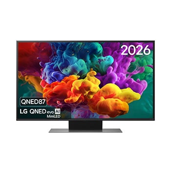 Vooraanzicht van 43 inch LG QNED evo AI Mini LED QNED87 4K Smart TV 2026 43QNED87B6A