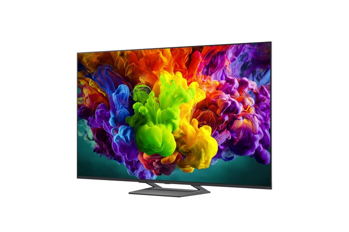 LG QNED evo AI QNED90 Mini LED with Dynamic QNED Color fills the screen with vivid, fluid bursts of multicolored, paint-like motion, delivering lively color expression and 100% color volume for dynamic visuals.