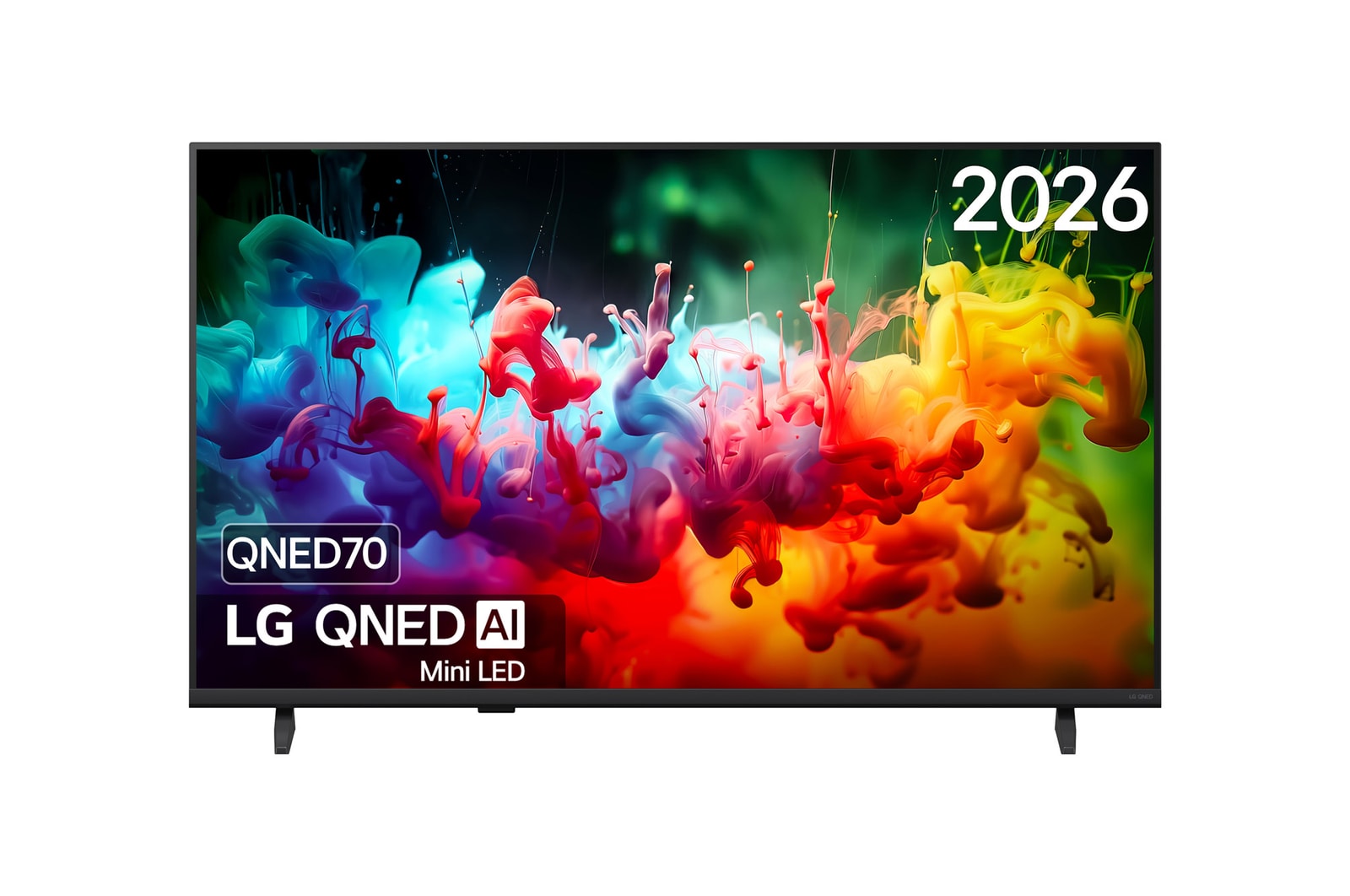 Vooraanzicht van 43 inch LG QNED AI QNED70 Mini LED 4K Smart TV 2026 43QNED70B6C