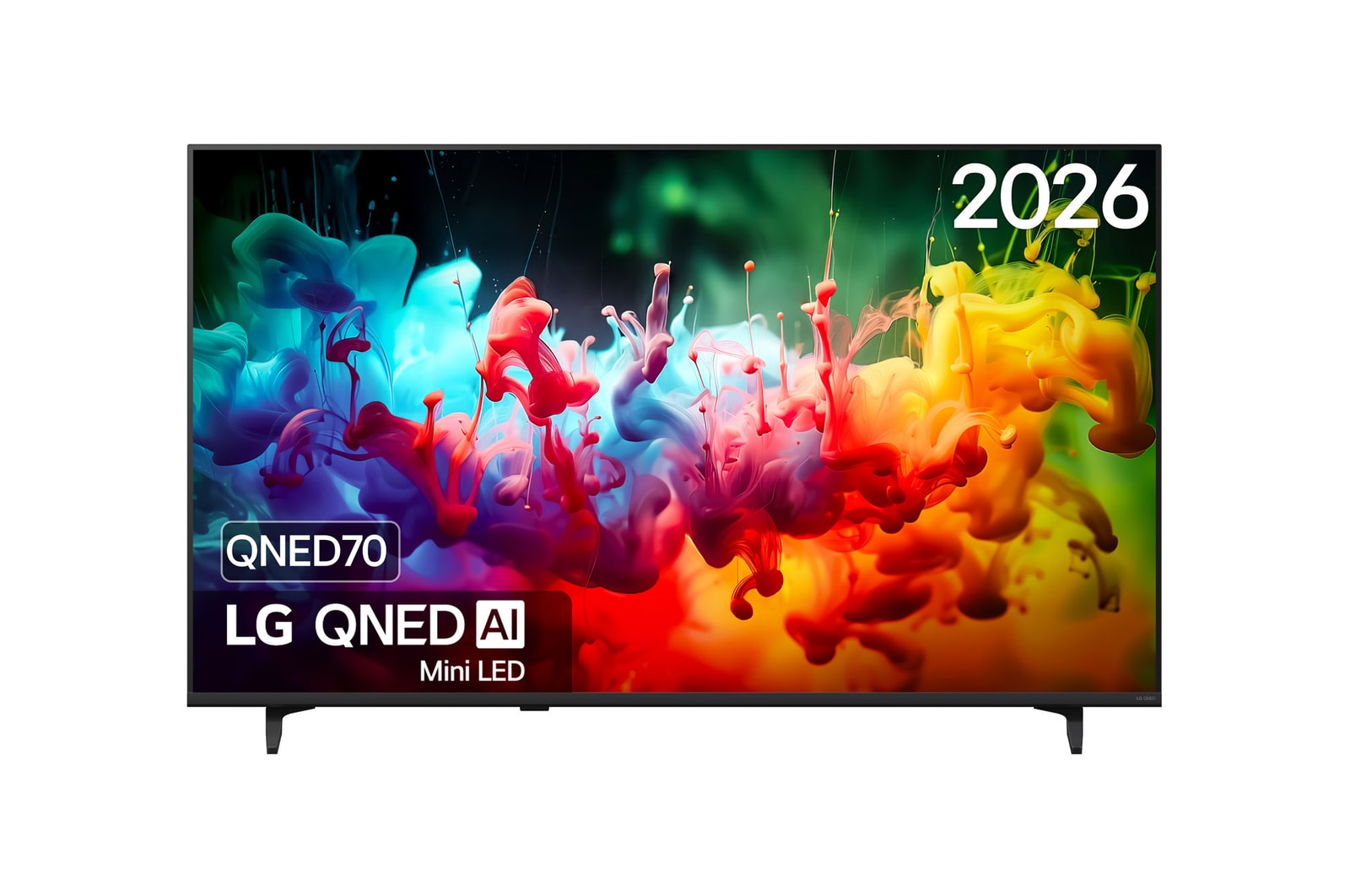 Vooraanzicht van 55 inch LG QNED AI QNED70 Mini LED 4K Smart TV 2026 55QNED70B6C