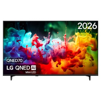 Vooraanzicht van 55 inch LG QNED AI QNED70 Mini LED 4K Smart TV 2026 55QNED70B6C