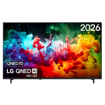 Vooraanzicht van 65 inch LG QNED AI QNED70 Mini LED 4K Smart TV 2026 65QNED70B6C