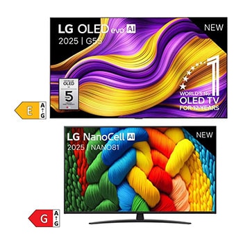 LG 83 inch LG OLED evo AI G5 4K Smart TV + 55 inch LG NanoCell AI NANO81 4K Smart TV, OLED83G55LW.55NANO
