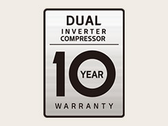 Logotipo de garantía de 10 años para el compresor dual inverter del aire acondicionado LG