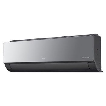 Right perspective view of LG ARTCOOL Mirror Air Conditioner with closed lower vane.