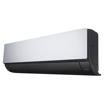 Right perspective view of LG ARTCOOL Mirror Air Conditioner with closed lower vane.