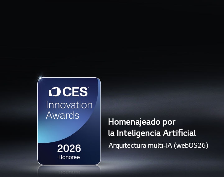 La insignia de homenajeado de los premios CES Innovation Awards 2026 se muestra sobre un fondo oscuro. La Arquitectura Multi-AI es reconocida en la categoría de Inteligencia Artificial.