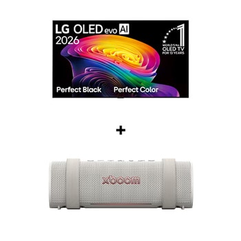 65" LG OLED evo AI C6 4K Smart TV 2026 + LG xboom Grab by will.i.am | Parlantes Bluetooth | Sonido xboom con la máxima portabilidad