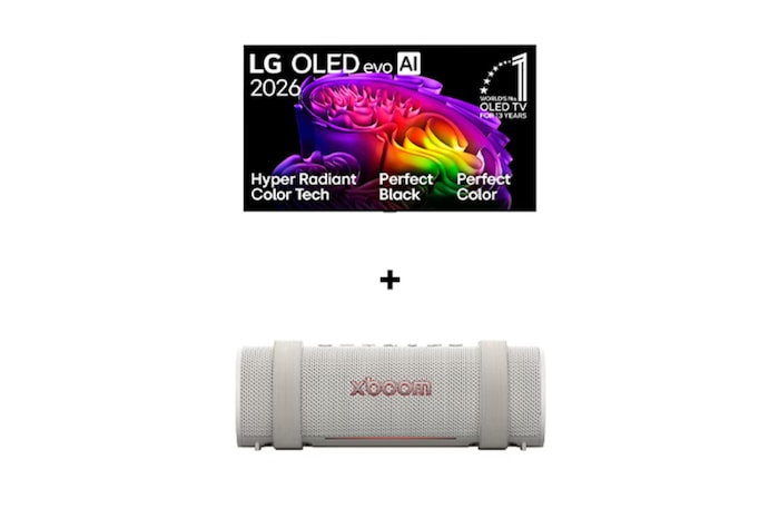55" LG OLED evo AI 4K Smart TV 2026 + LG xboom Grab by will.i.am | Parlantes Bluetooth | Sonido xboom con la máxima portabilidad