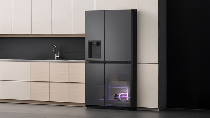 LG refrigerator installed in a kitchen