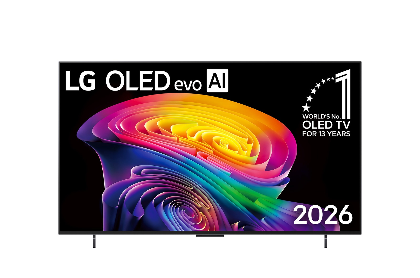 Front view of 42 inch LG OLED evo AI C6 4K Smart TV 2026 OLED42C6PSA