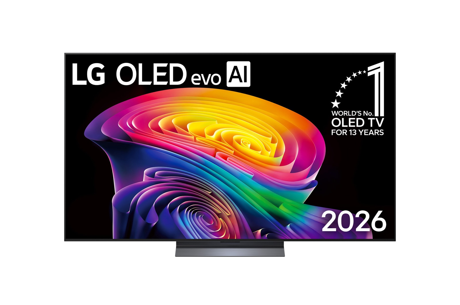 Front view of 65 inch LG OLED evo AI C6 4K Smart TV 2026 OLED65C6PSA