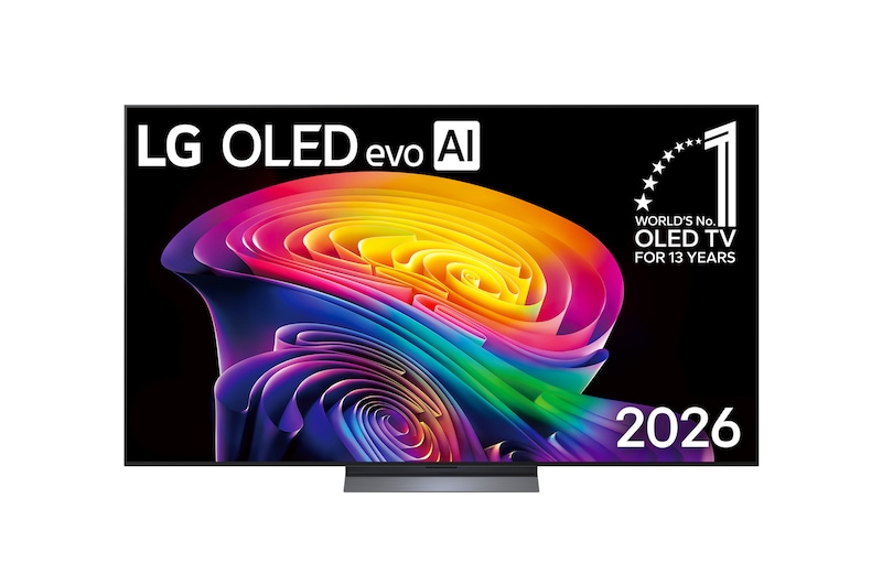 Front view of 77 inch LG OLED evo AI C6 4K Smart TV 2026 OLED77C6PSA