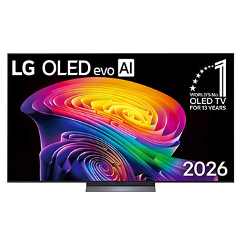 Front view of 77 inch LG OLED evo AI C6 4K Smart TV 2026 OLED77C6PSA