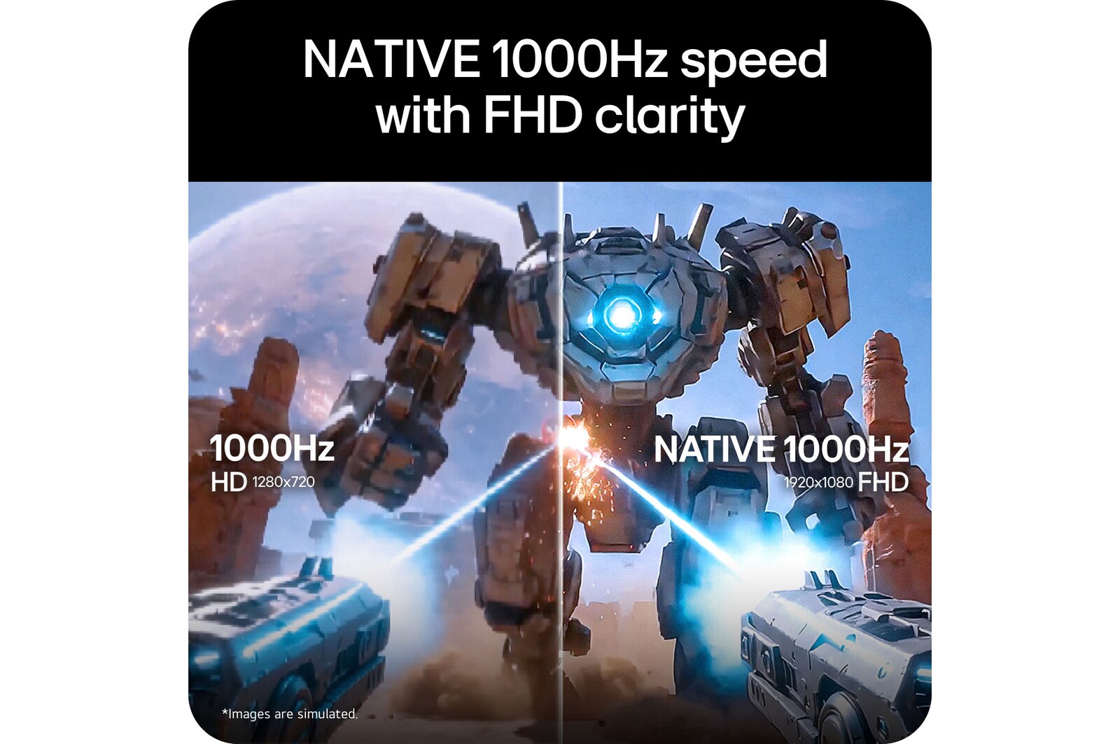 Wyświetlacz gamingowy 1000 Hz FHD zapewniający szybszą rozgrywkę i lepszą czystość obrazu niż wyświetlacz 1000 Hz HD